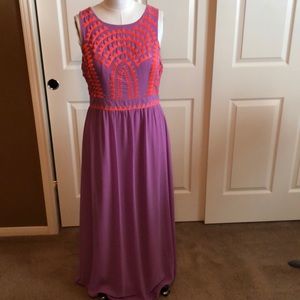 Gianni Bini orange and lavender maxi dress